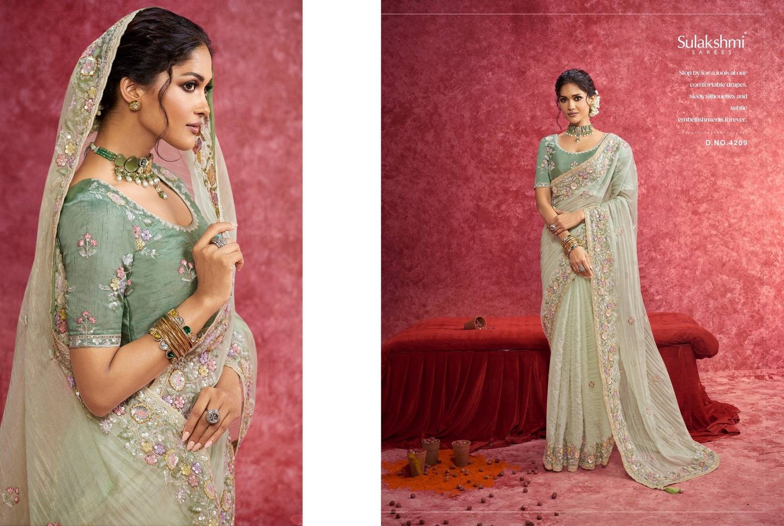  Ambika By Sulakshmi 4201 To 4209 Series Indian Traditional Wear Collection Fancy Colorful Party Wear Soft Silk Saree At Wholesale Price